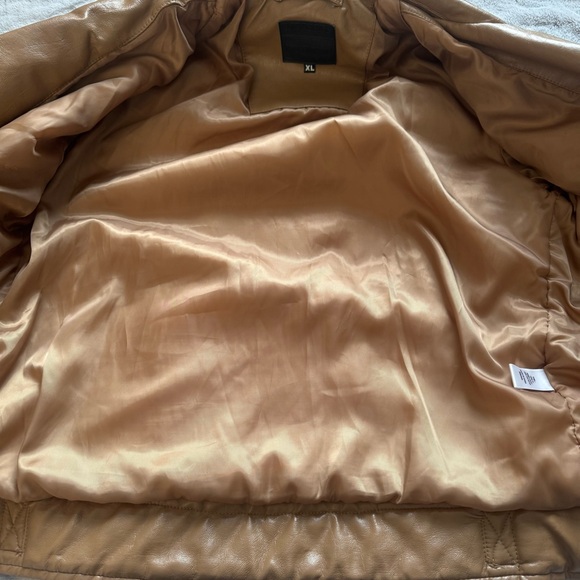 Smoke Rise Brown Faux Leather PU Zipper Buckle Accents Biker Jacket Size XL - Picture 9 of 13